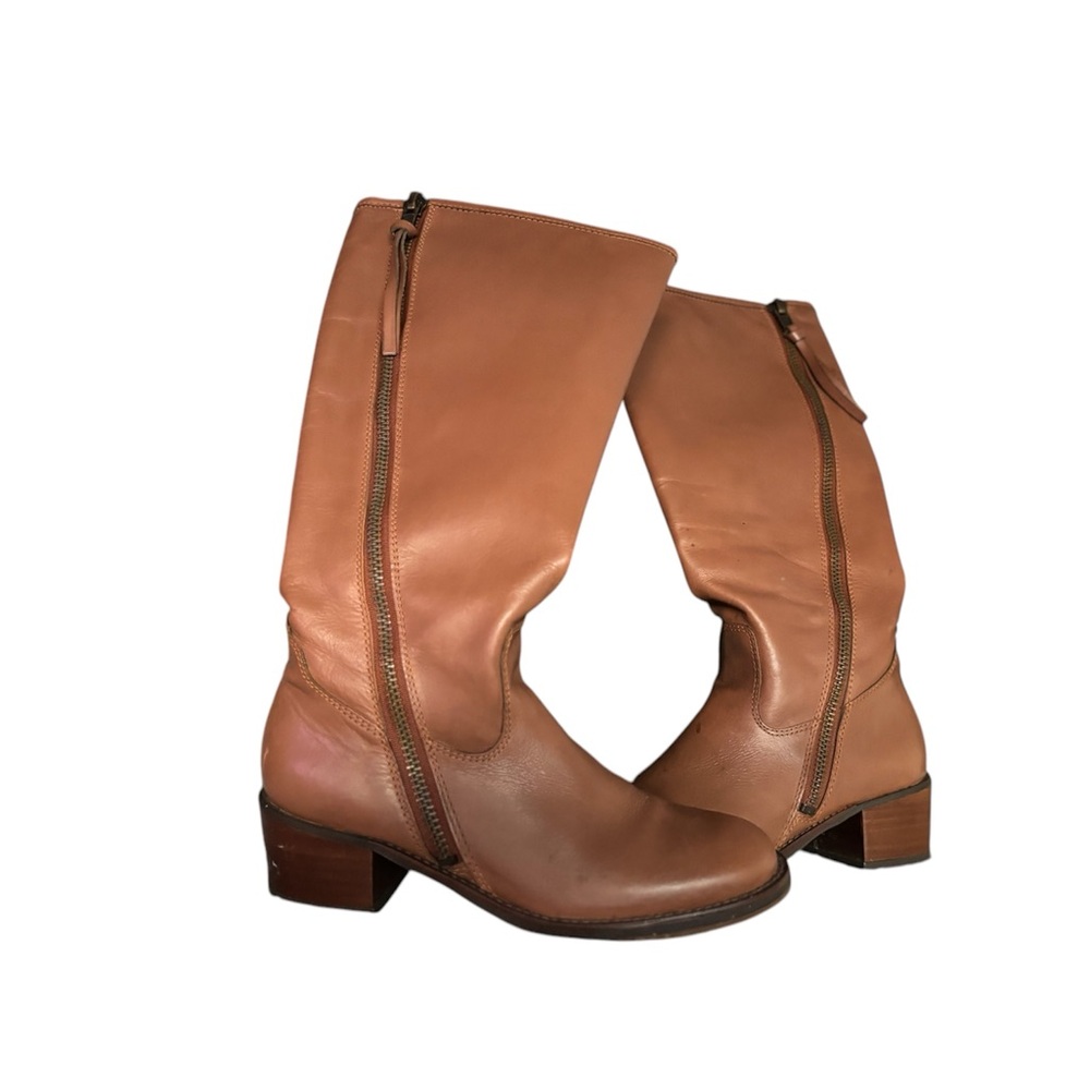 #66 Reba women long boot heels size 085M color brown